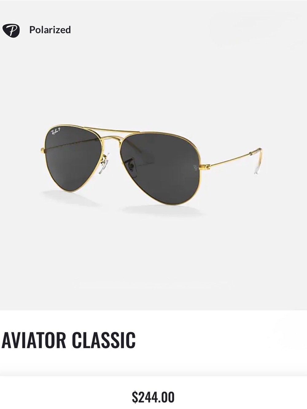 Ray-Ban Polarized Aviator Sunglasses with Gold Frame and Green Lenses